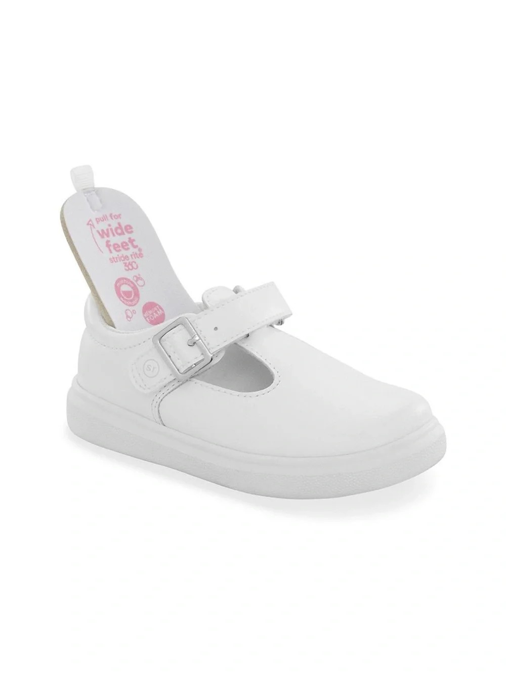 Stride Rite White Mary Jane School Shoe with Buckle Strap
